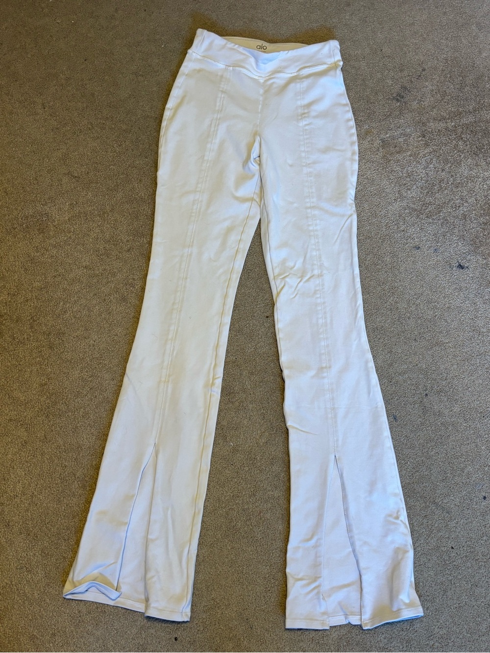 ALO Yoga White Flared Seam-Detail Pants